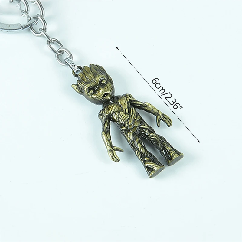 Handmade Alloy Keychain Home Decoration Figurines Anime Groot Baby Tree Miniature Model Vintage Bronze Silver Ornaments Crafts | Дом и сад