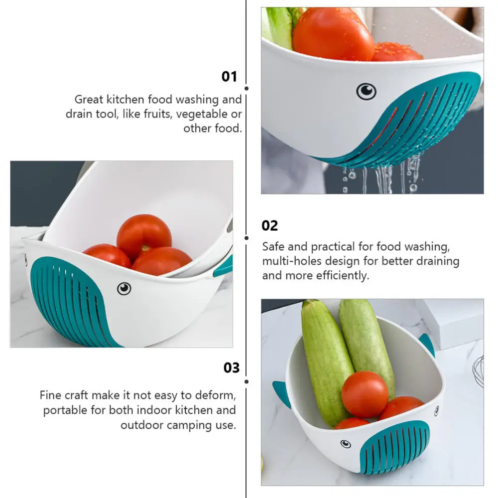 

1pc Creative Double-layer Drain Bowl Kitchen Fruit Vegetable Drying Basket