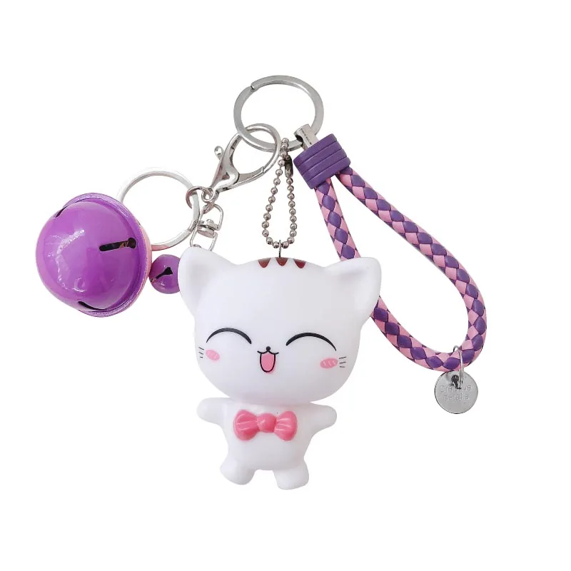 

Korean creative cartoon cat keychain pendant for men and women couples car key chain bag bell pendant gift