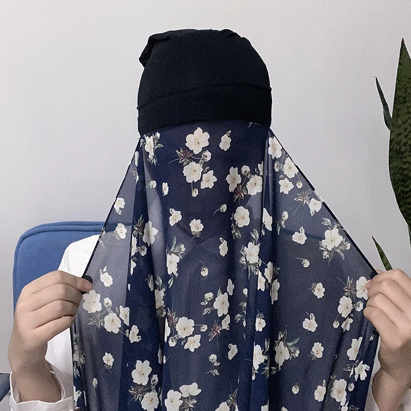 Мусульманская женская шапочка с жемчугом шифоновая Бандана капюшоном шарф