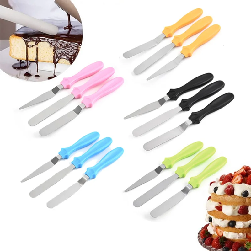 3 шт. нож для торта из нержавеющей стали шпатель крема резак пластиковая ручка