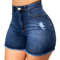 slim summer shorts women high waist ripped hole pockets slim casual denim shorts female for work womens clothing dark blue 3xl