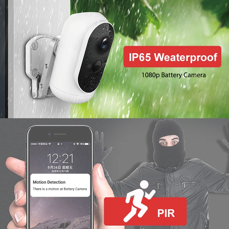 EKEN 1080P Wi Fi аккумуляторная камера с солнечной панелью наружная IP65 Погодостойкая
