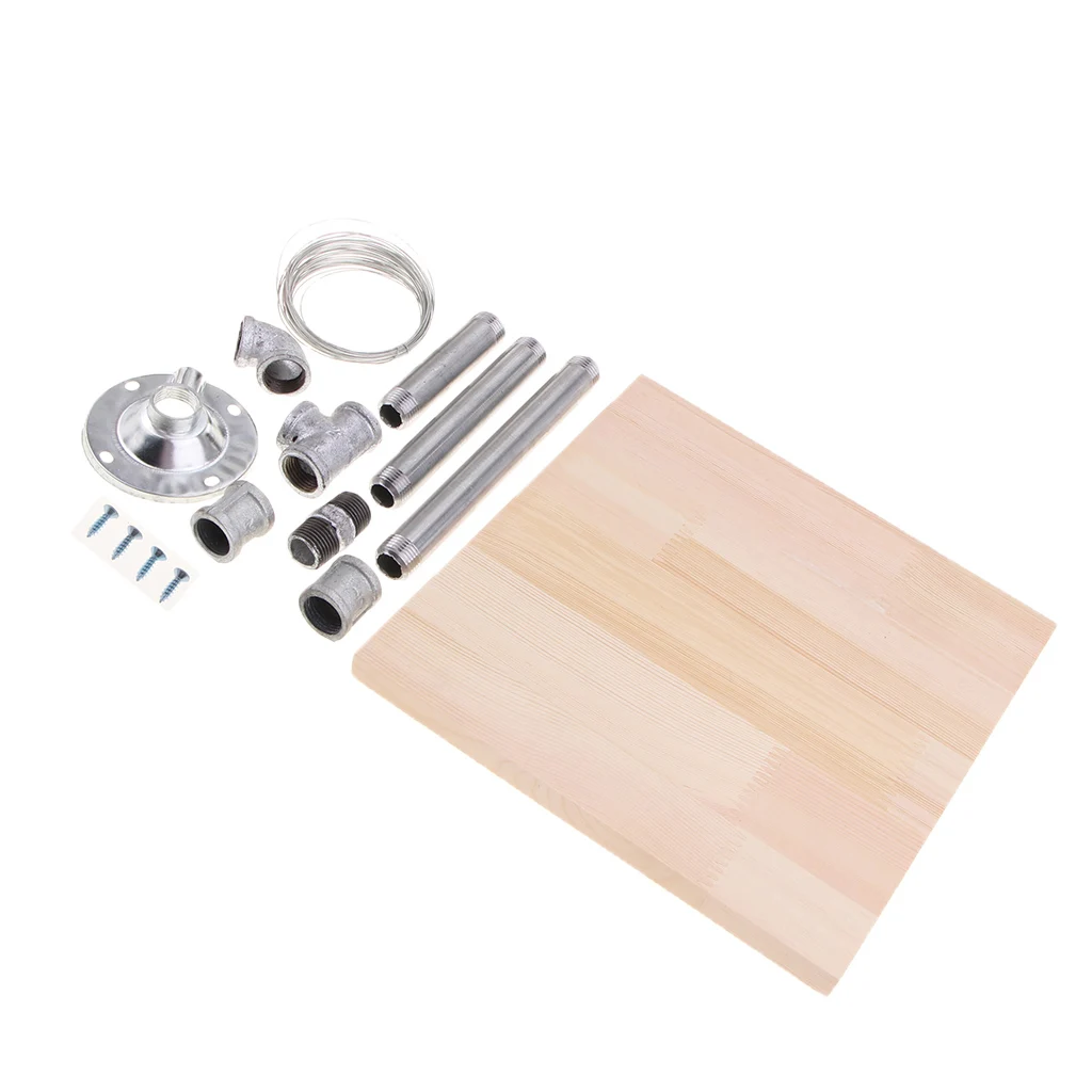 

Prettyia metal pipe bracket wood board support shelf for clay statue