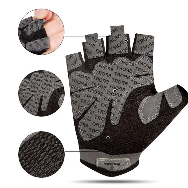 

Women Fitness Half Finger Thin Gloves Breathable Mesh Training Gym Weightlifting Yoga Anti Slip Padded Sports Mittens