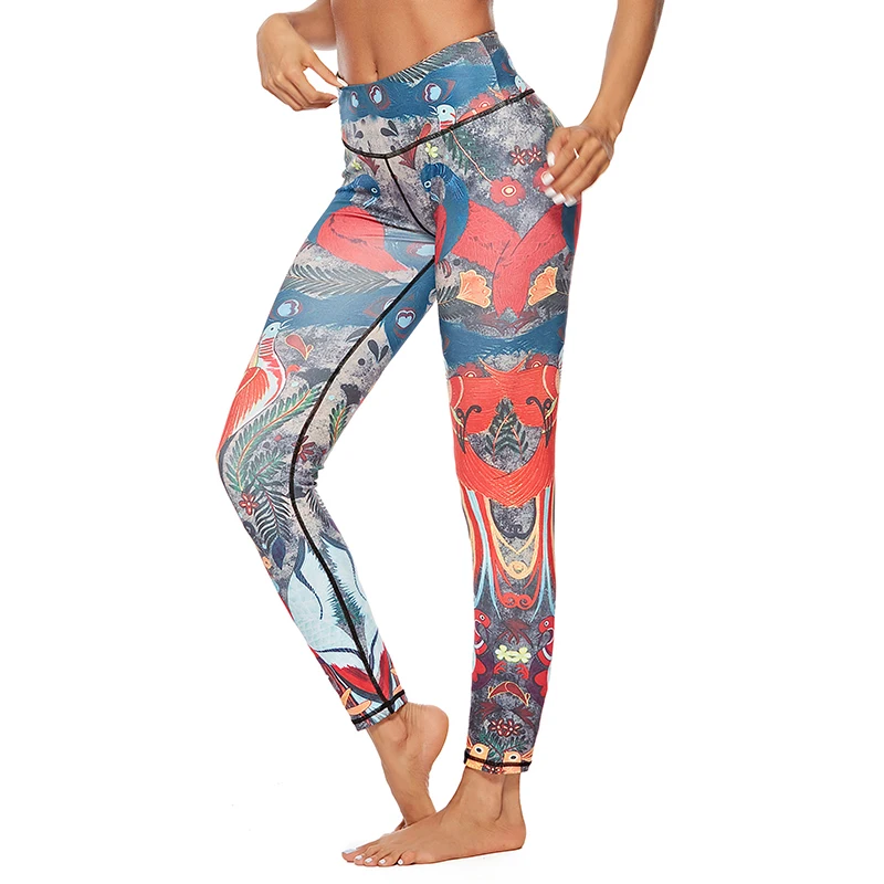 Новые модные леггинсы для тренировок женские фитнеса с пуш-ап принтом высокой