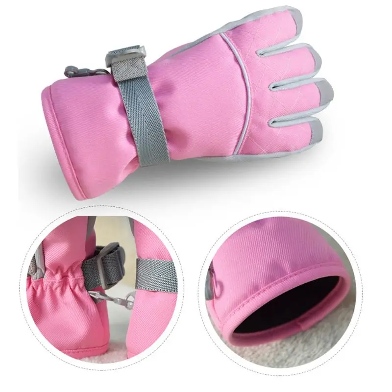 

Boy Girl Winter Waterproof Snow Gloves Non-Slip Plush Lined Skiing Warm Mittens PXPF