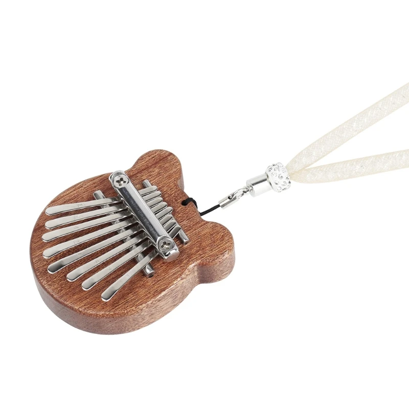 

8 Key Mini Kalimba Finger Thumb Piano Solid Wood Marimba Musical Good Accessory with Lanyard Pendant for Beginners
