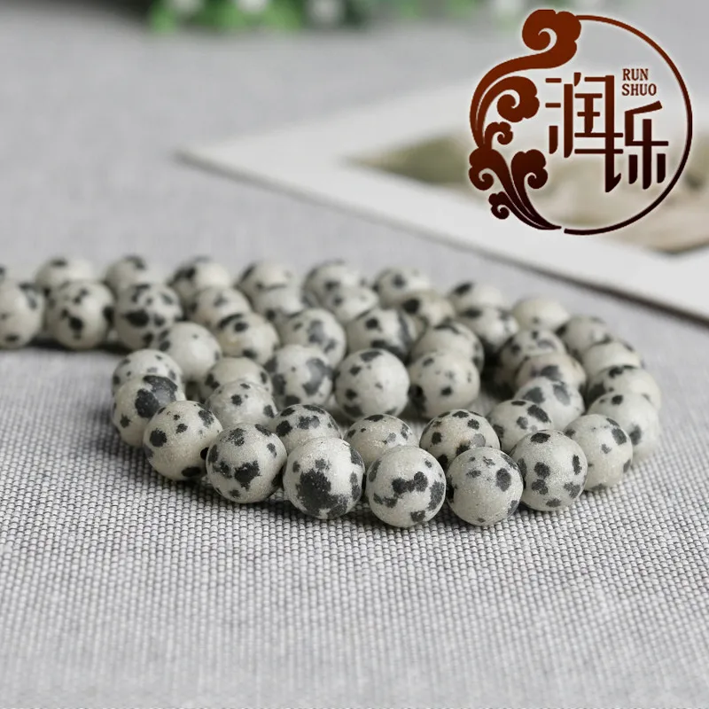 

Smooth Dalmation Jaspers Round Loose Beads Natural Stone for Jewelry Making DIY Charms Bracelet Accessories 15'' 4/6/8/10/12mm