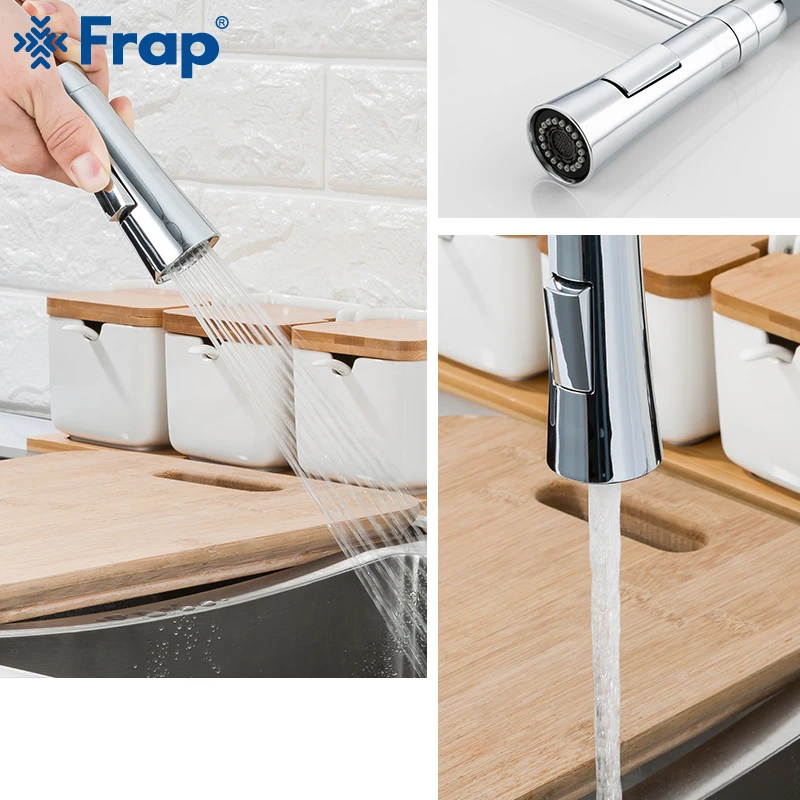 FRAP kitchen faucets pull out water taps cold and hot sink faucet 2 function spout mixer grifo cocina | Обустройство дома