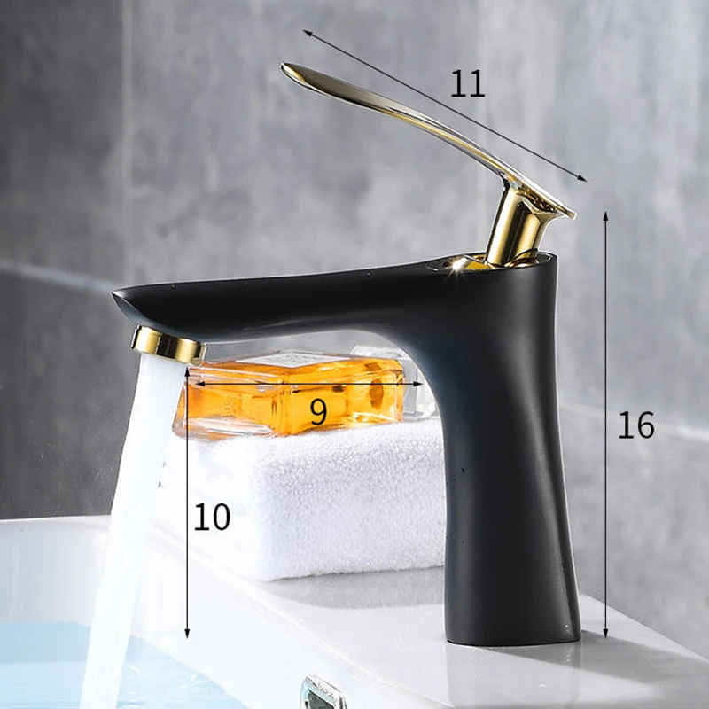 

QUANXUNHE Basin Mixer Elegant White Black Gold Crane Single Handle Single Hole Basin Taps Hot and Cold Bathroom Sink Faucet