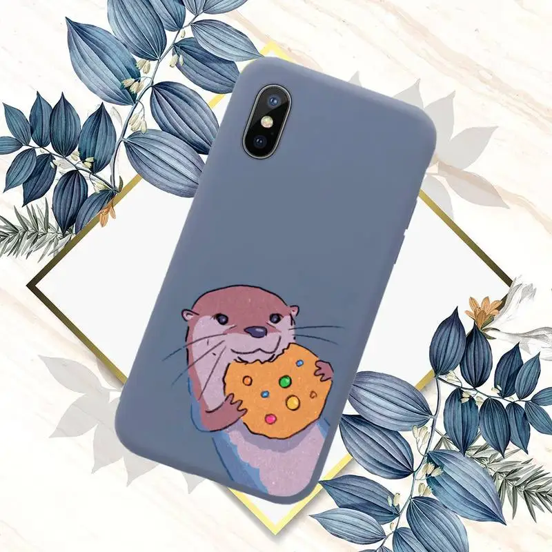 

cute cartoon otter Phone Case Blue Candy Color for iPhone 11 12 mini pro XS MAX 8 7 6 6S Plus X SE 2020 XR