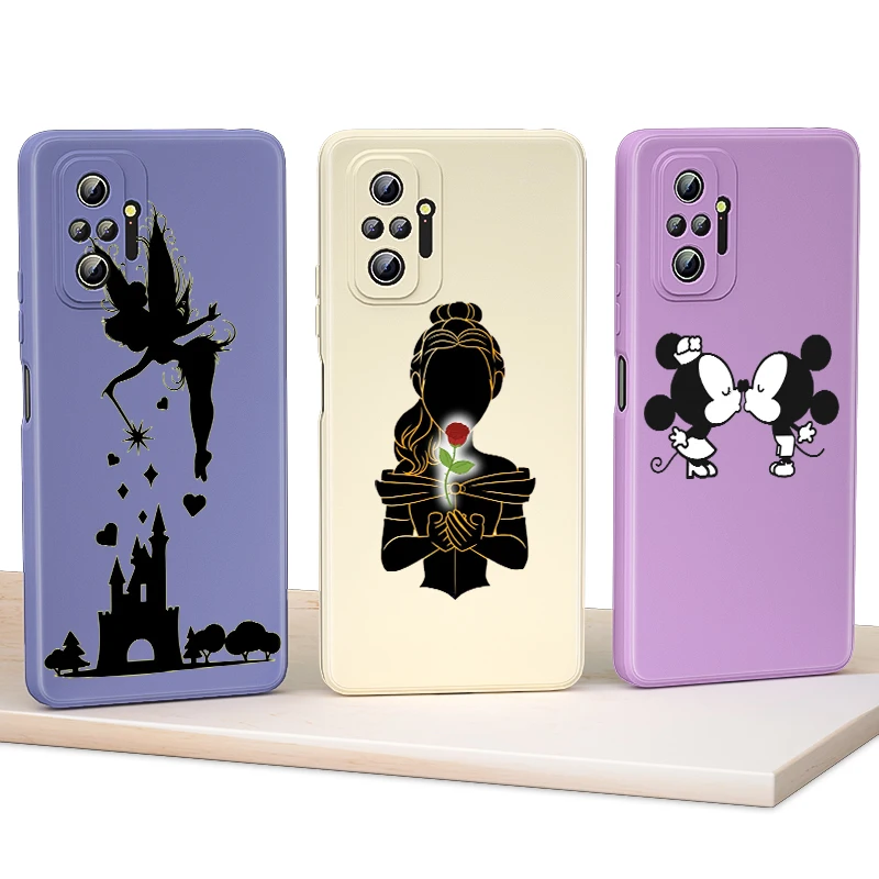 

Liquid Silicone Soft Cover Disney Princess Silhouette For Xiaomi Redmi Note 10 10T 9 9T 8T 9S 8 7 Pro Max Phone Case