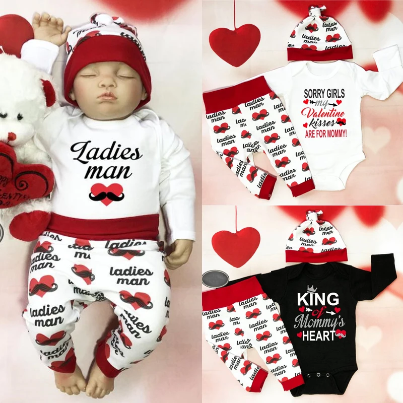 

Lioraitiin 0-12M Одежда для новорожденных мальчиков и девочек наряд с длинным рукавом с буквенным принтом Комбинезон с сердцем бородой контрастны...