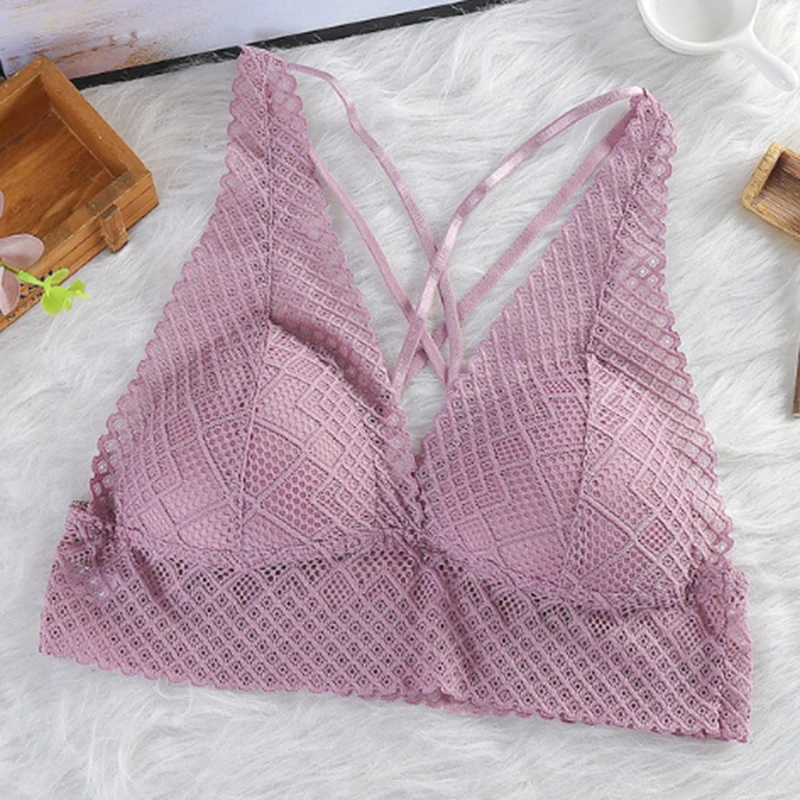 

Lace Bralette Sexy Bras For Women Hollow Out Lace Bra Crop Top Wireless Underwear Deep V Push Up Bra Sexy Lingerie Hot