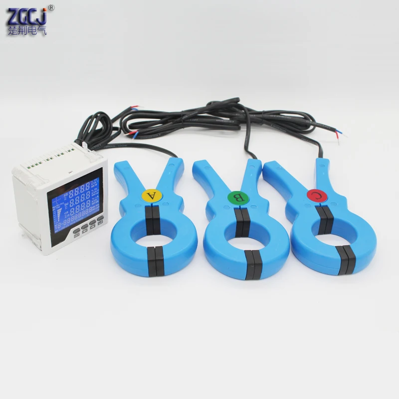 100A 200A 300A 600A 450VAC 3-фазный Многофункциональный измеритель коэффициент мощности мощность энергии кВтч A V Ватт Панель метр с 3 зажимами датчики