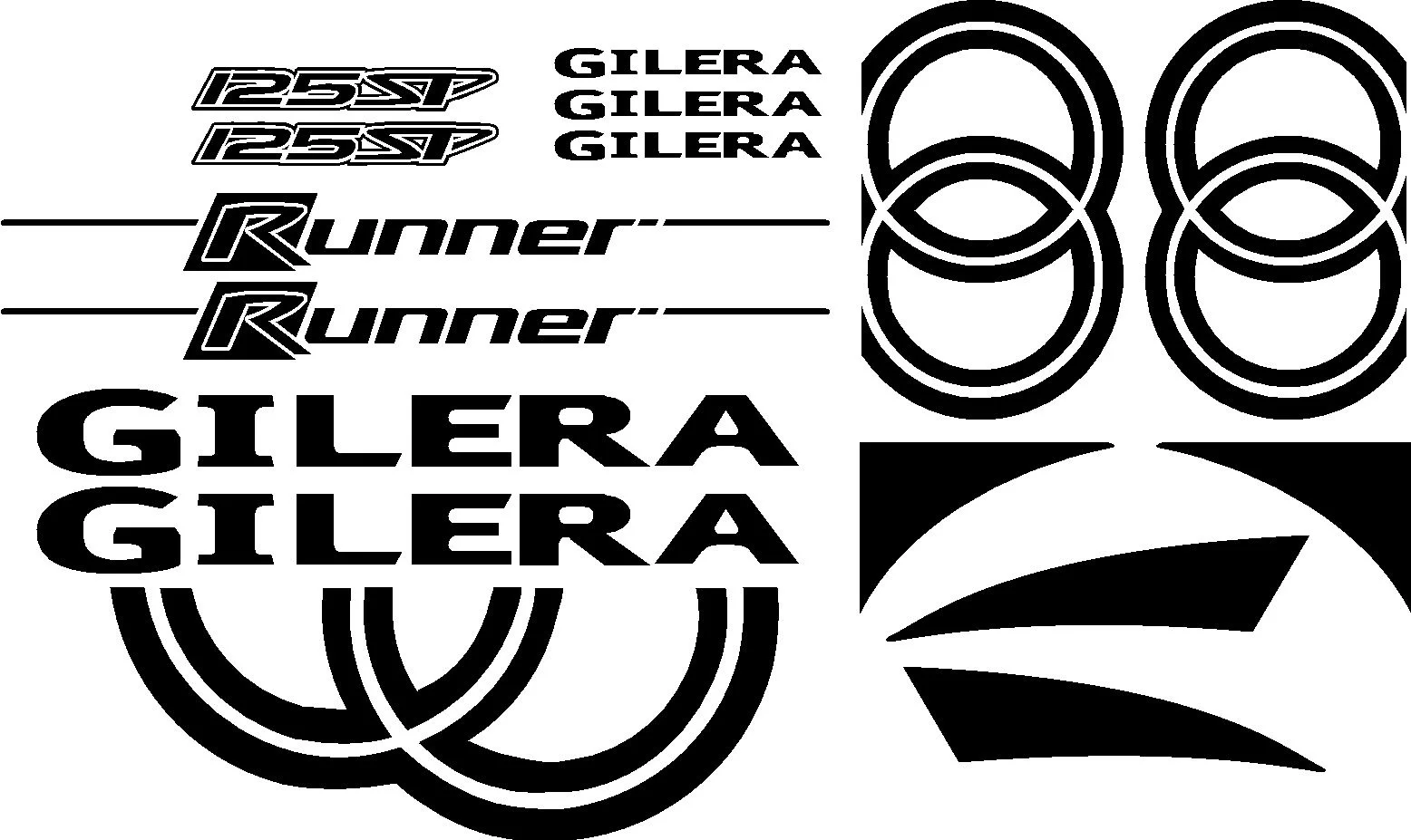 Jptz various sizes of gilera letter pattern polyethylene sticker, suitable for mopeds, bicycle decals ad exquisite decoration JP