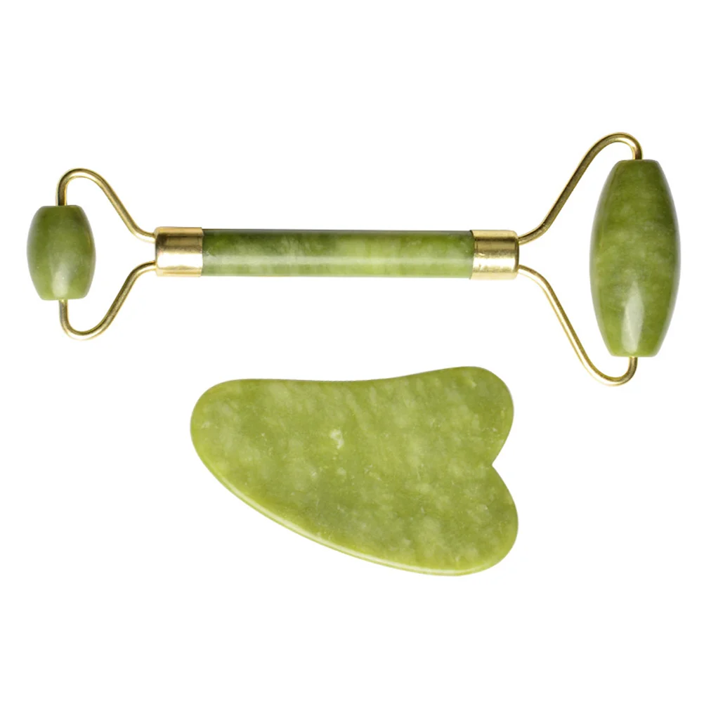 

2Sets Jade Roller Massager Board Practical Face Massaging Tool Green