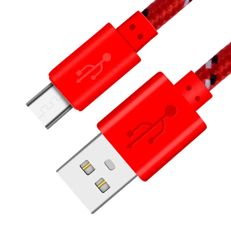 Red Быстрый USB 1 м 2 м 3 м нейлоновая оплетка Micro USB кабель для samsung Galaxy S7 6 Xiaomi htc LG NokiaTablet кабель для передачи данных зарядный Шнур зарядное устройство - Цвет: Red