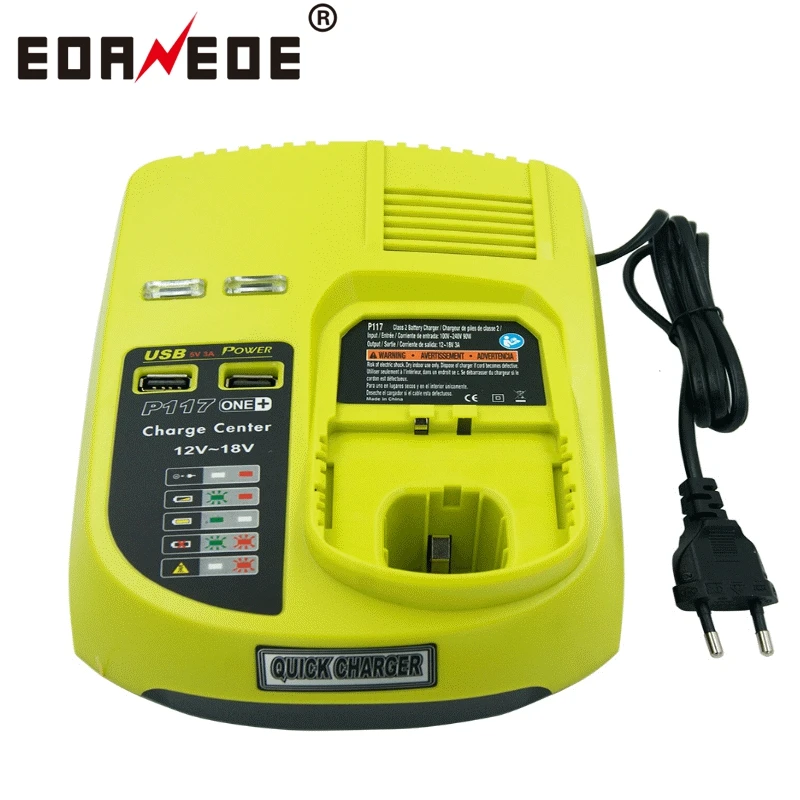 Ni Mh Li Ion 9 6 в 12 В 14 4 18 макс. зарядное устройство для Ryobi P100 P102 P108 RB18L40 P117 One Plus 2 порта USB