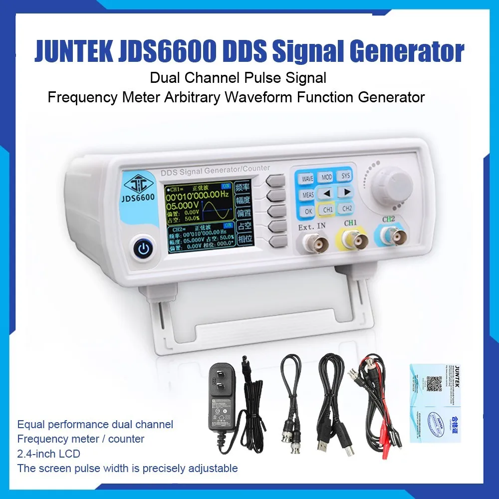 

JDS6600 Dual-Channel 15~60MHZ DDS Function Signal Generator Arbitrary Waveform Pluse Signal Source Frequency Meter