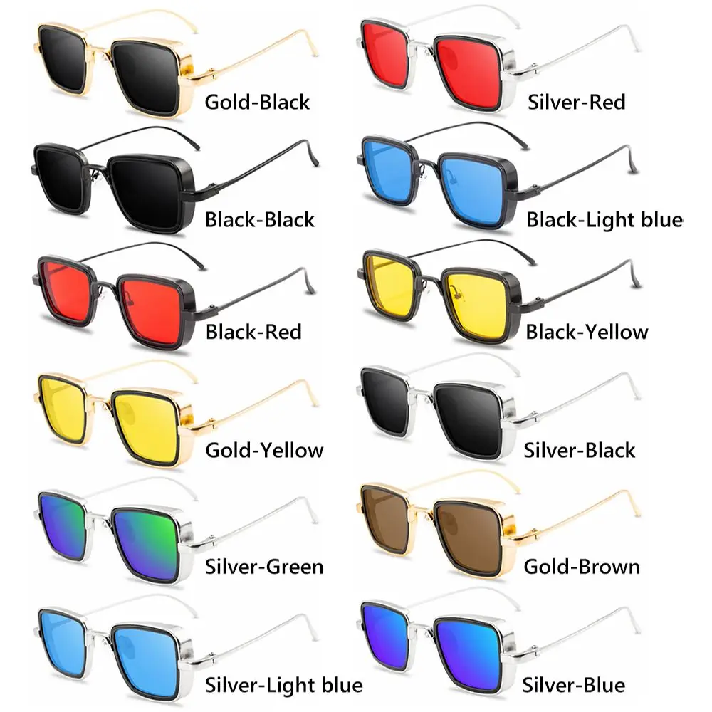 

2021 new Steampunk Sunglasses Fashion Men Women Brand Designer Vintage Square Metal Frame Sun Glasses UV400 Eyewear