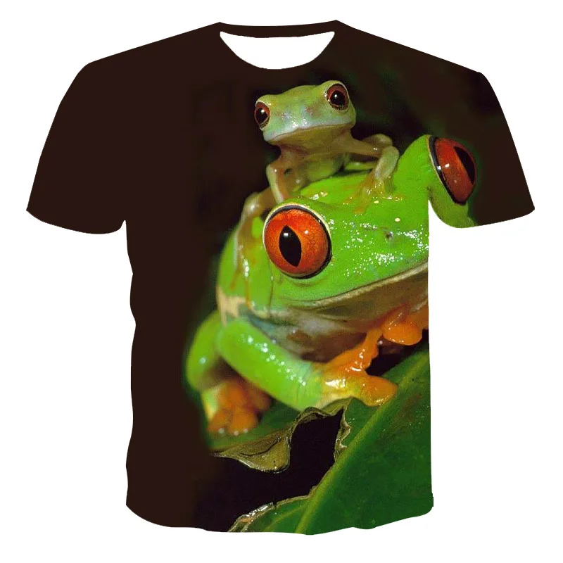 

2021 New Summer T-Shirt Unisex Short-Sleeved 3D Printing T-Shirt Animal Series Frog Round Neck Pullover XXS-6XL Wholesale