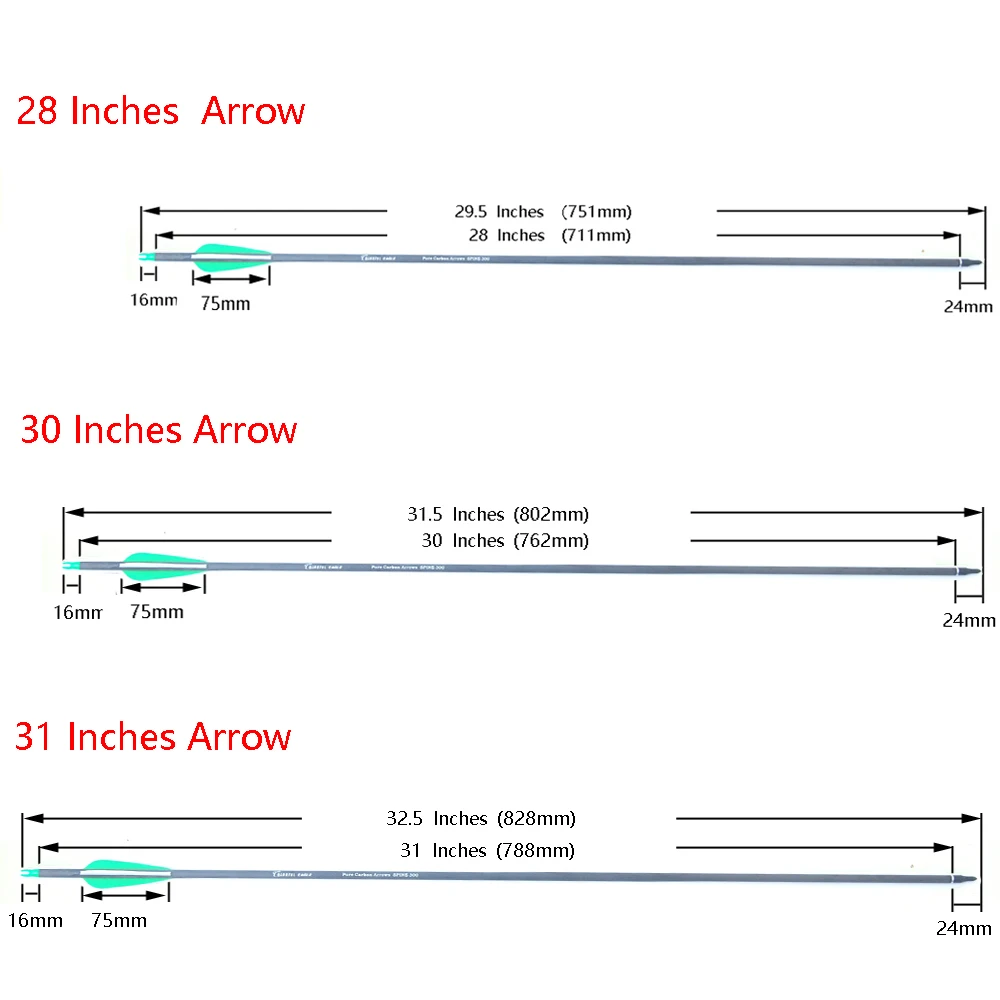 Стрелы из чистого карбона 300 для стрельбы лука и стержня 400 стрелы 3 дюйма лопасти