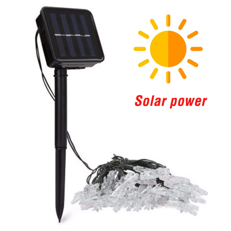 Солнечная энергия 4 цвета светодиодный гирлянда в виде снежинок огни Снежная Фея