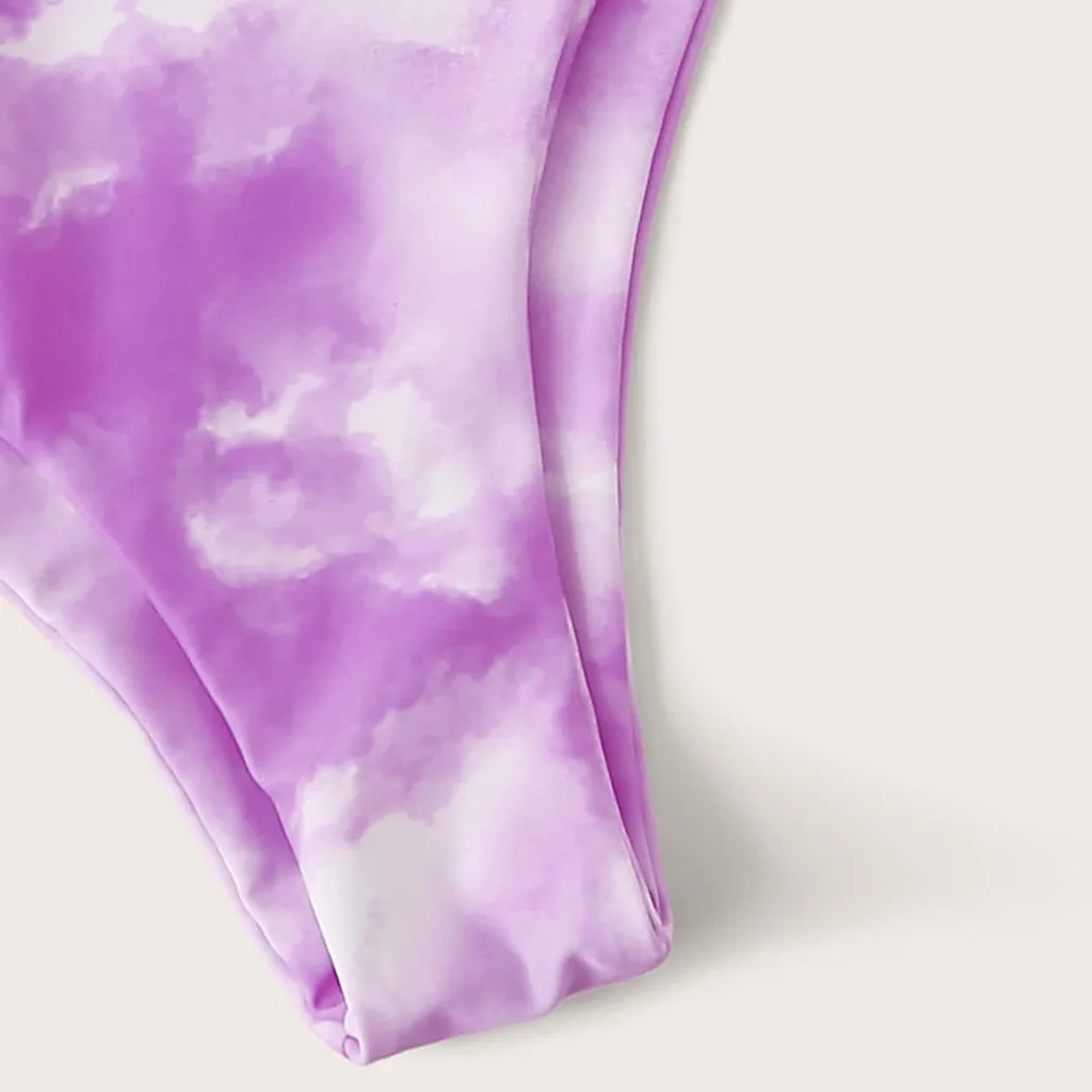 

New Tie Dye Bikini Female Swimsuit Women Swimwear Three-piece Bikini set With Sarong Sexy Bather Thong Bathing Suit Swim Biquini