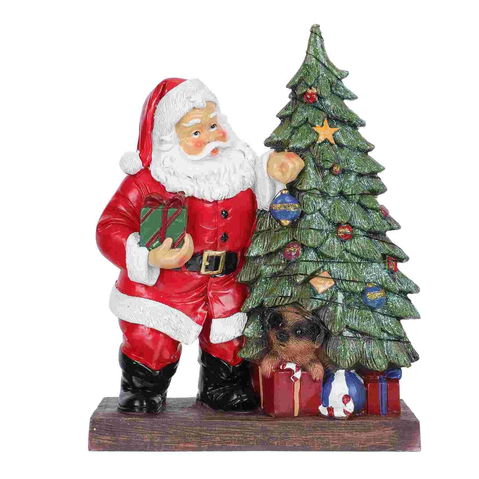 

1Pc Decorative Christmas Resin Ornament Luminous Design Santa Ornament