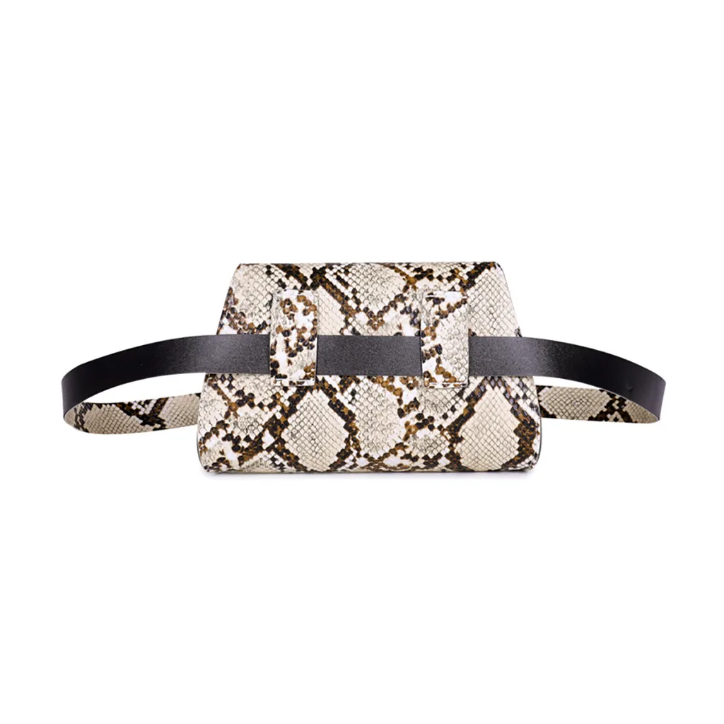 Сумка на пояс со змеиным принтом женская сумка из искусственной кожи поясная для