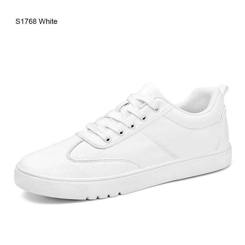 S1768 White Мужские дышащие кроссовки SUROM, летне-весенние повседневные износостойкие туфли с круглым носком, удобные белые туфли на плоской подошве - Цвет: S1768 White