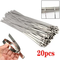 20 pcs stainless steel metal cable ties zip exhaust wrap coated locking metal zip exhaust multifunctional locking cable ties