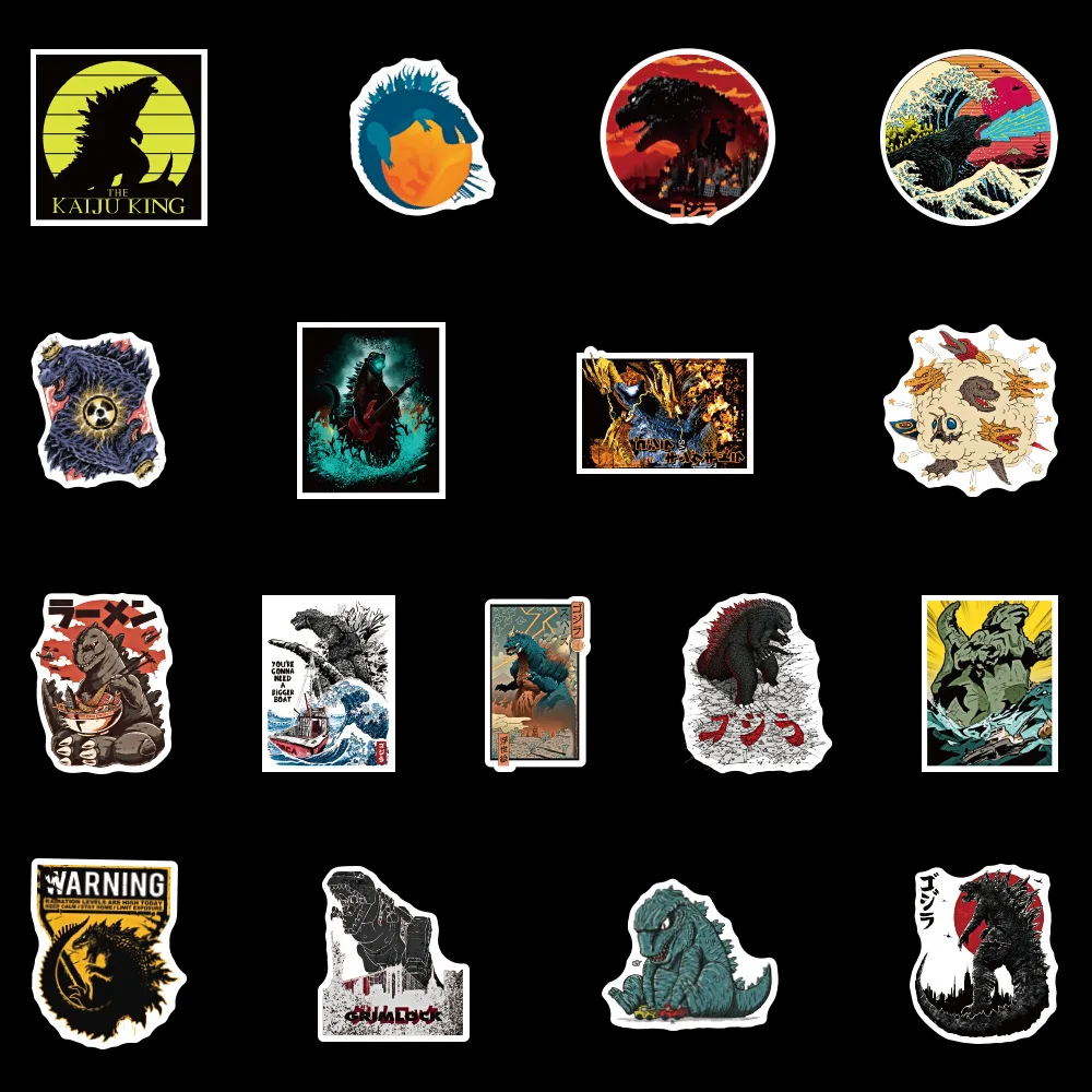 50 штук наклеек Годзилла для ноутбука, гитары, мотоцикла, багажа, скейтборда, велосипеда, водонепроницаемые наклейки для детских игрушек.