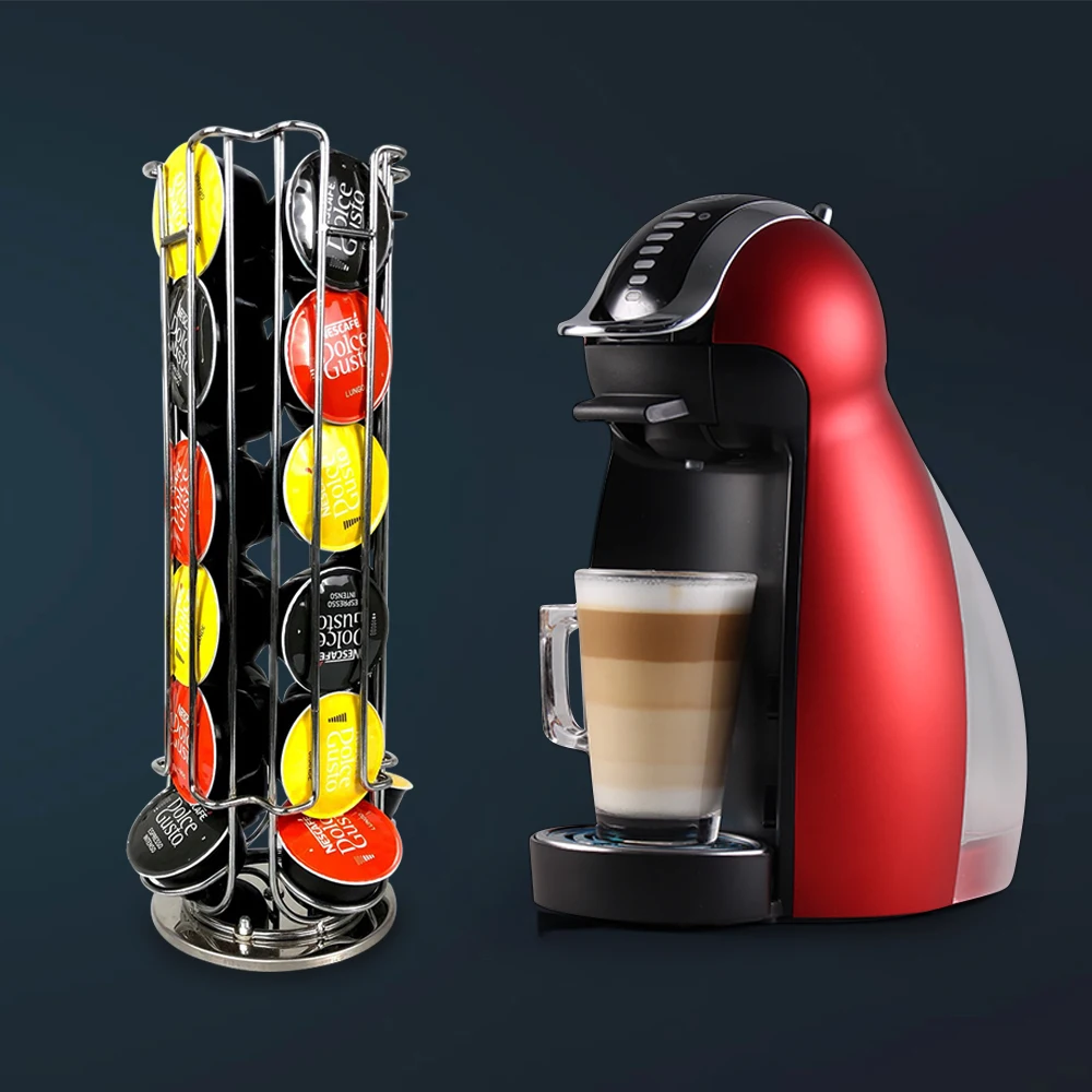 24 стойки для кофе капсул Dolce Gusto железная хромированная стойка серебристая