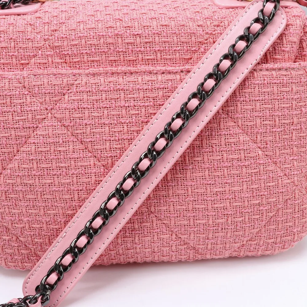 

Pink Cloth Luxury Genuine Leather Shoulder Bags For Women Top Designer Caviar Handbag Quilted Flap Square Bag Sheepskin Bag
