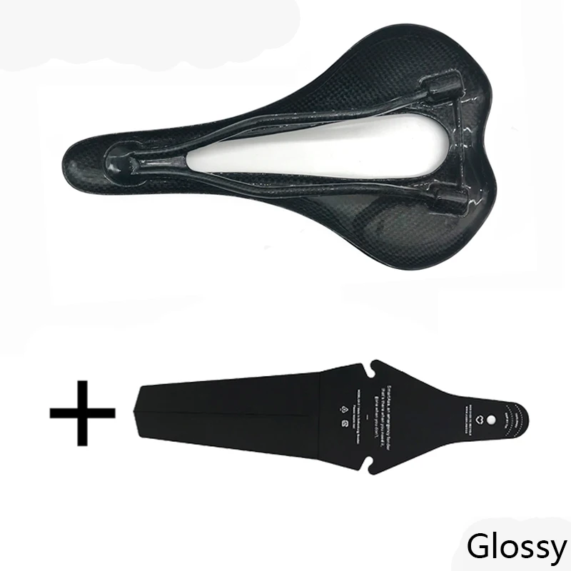 glossy black Велосипедное седло, полностью углеродное, mtb, седло, для городской дороги, горного велоспорта, седло для мужчин, углеродное волокно, широкое, комфортное, Велосипедное Сиденье, седло - Цвет: glossy black