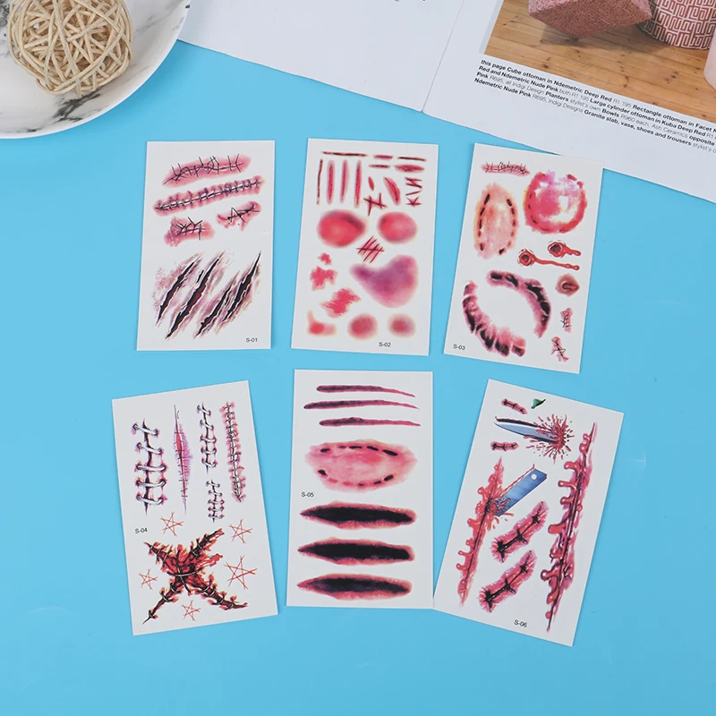 

30 шт 3D реальность вампир кровавый шрам дизайн тату стикер Хэллоуин водонепроницаемые Временные татуировки для мужчин женщин мужчин