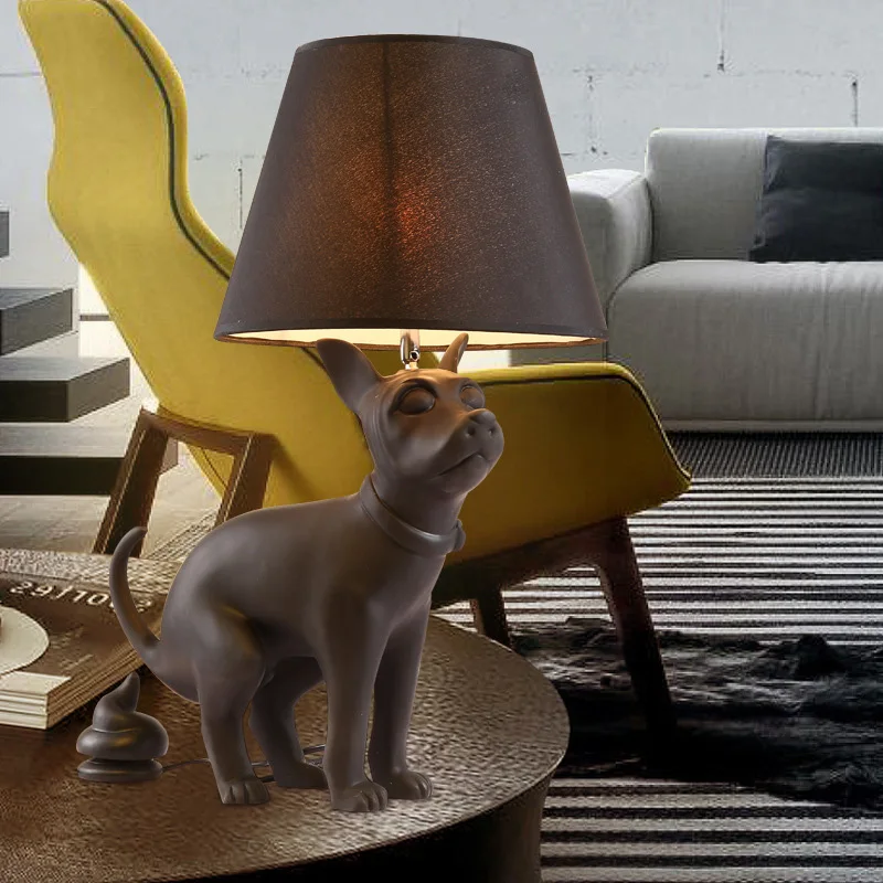Postmodern minimalist Black Dog LED table Desk Lamp light Fixture Bedroom Ac90-260v resin standing reading lamp home Lighting
