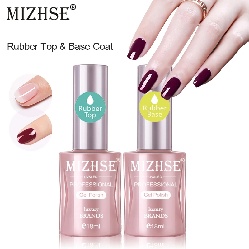 

MIZHSE Rubber Top&Base Coat Soak Off Gel Nail Polish UV LED Nail 18ml Transparent UV Gel Nail Polish Long Lasting Nail Art