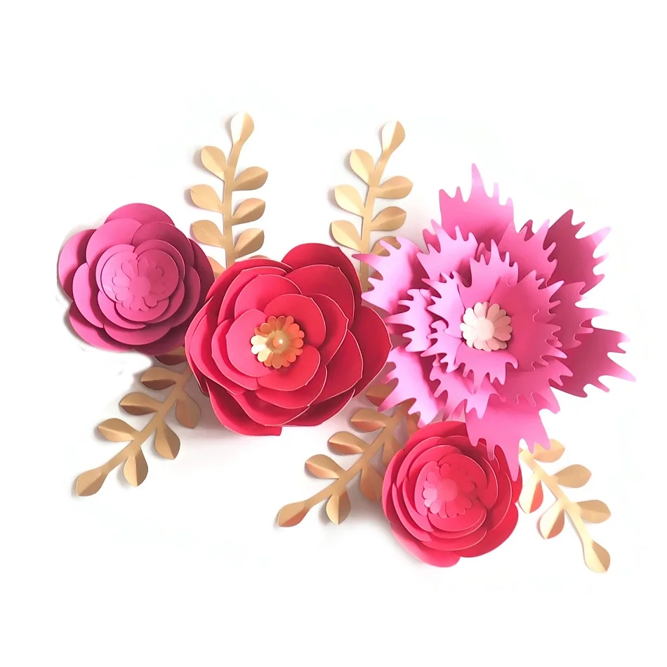 Ручной работы Cardstock роза DIY бумажные цветы листья набор для свадьбы и события
