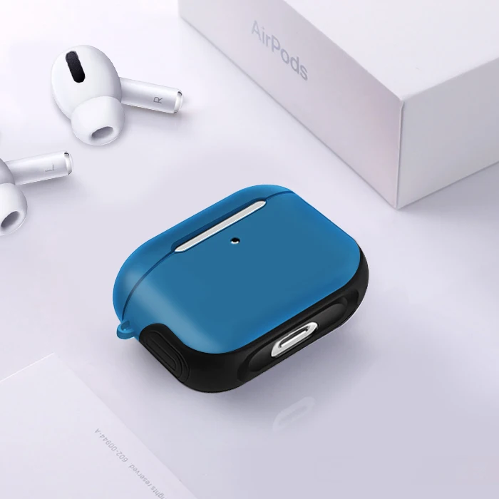 Keajor чехол для Airpods Pro Чехол для наушников беспроводной защитный жесткий чехол для Air Pods Pro Чехол Силиконовый+ PC Bluetooth наушники - Цвет: Синий