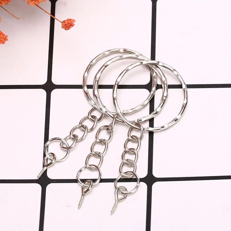 40Pcs /set Polished Key Ring Screw Eye Short Chain Split Connector DIY Jewelry Keychain Keyfob Accessories | Украшения и