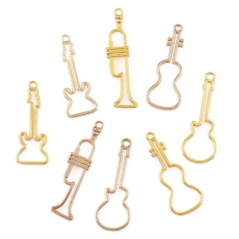 4 шт. музыкальные инструменты гитара Sax Bass УФ рамка из смолы подвеска форма для