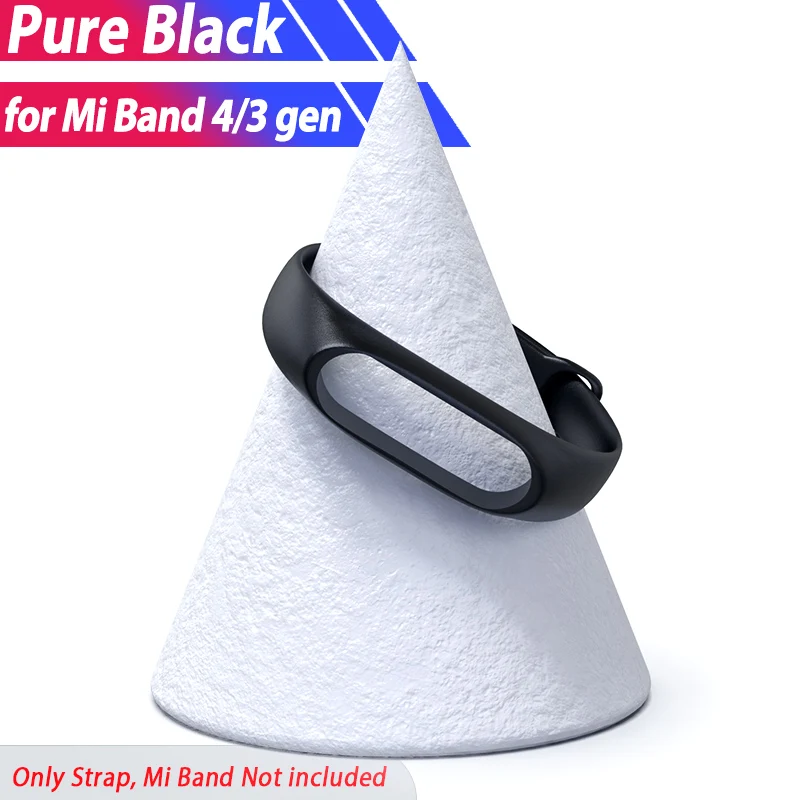 pure black Браслет для Xiaomi mi band 4 3 силиконовый ремешок mi band 4 NFC Band4 аксессуары Замена для mi band 3 умный Браслет - Цвет: pure black