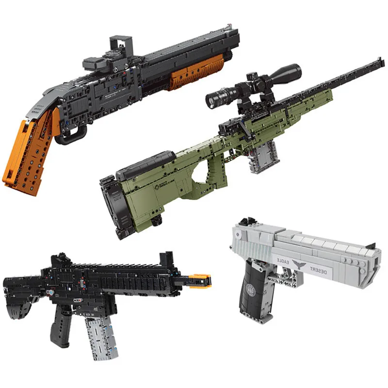 Игрушечный пистолет техника строительные блоки 1:1 большой Размеры пустынный