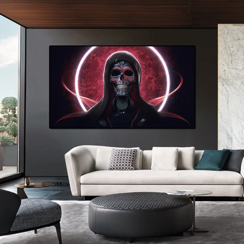 Картина на холсте современное искусство Скандинавская живопись скелет в черном