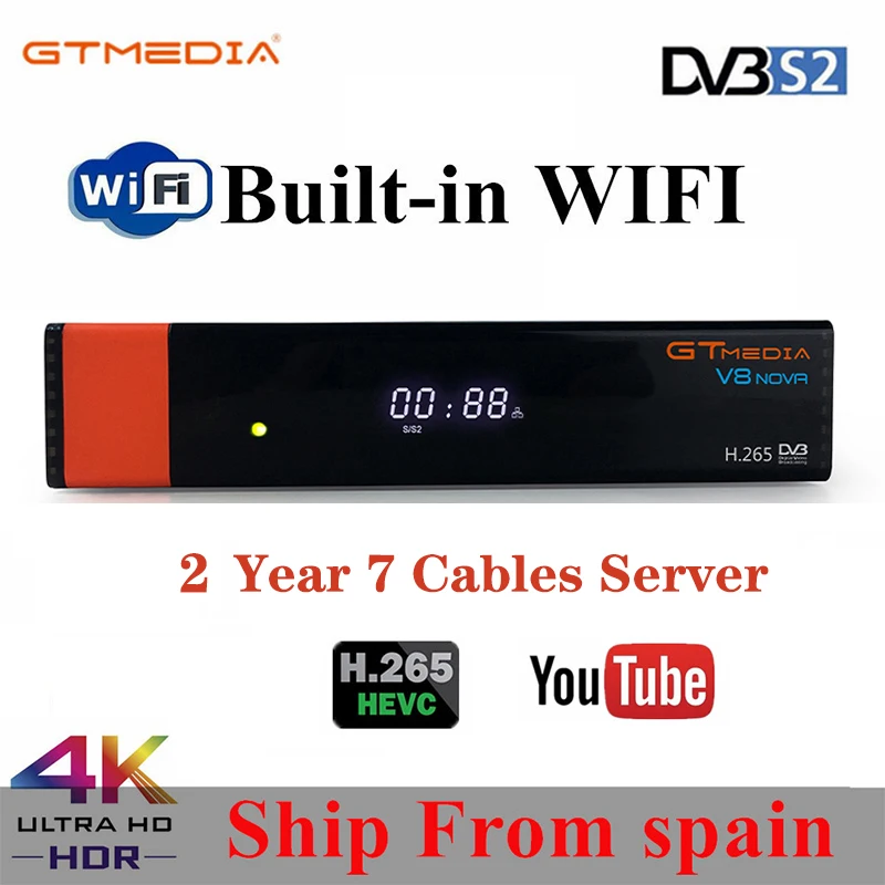 GTMedia V8 Nova DVB S2 Full HD спутниковый приемник декодер H.265 встроенный WI FI с 2 летняя Европы