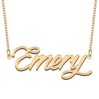 emery name necklace for women stainless steel jewelry 18k gold plated nameplate pendant femme mother girlfriend gift
